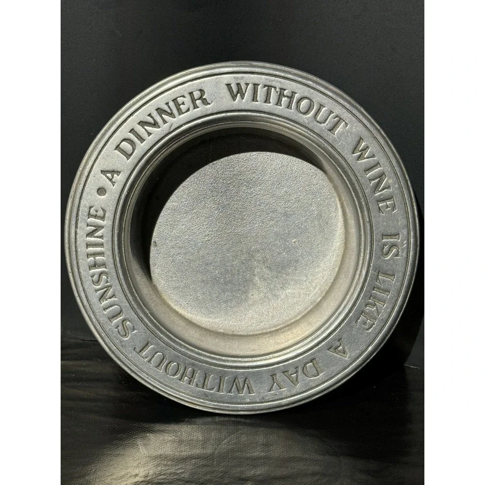 Wilton  Pewter Wine Bottle Coaster A Dinner Without Wine‎ Vintage